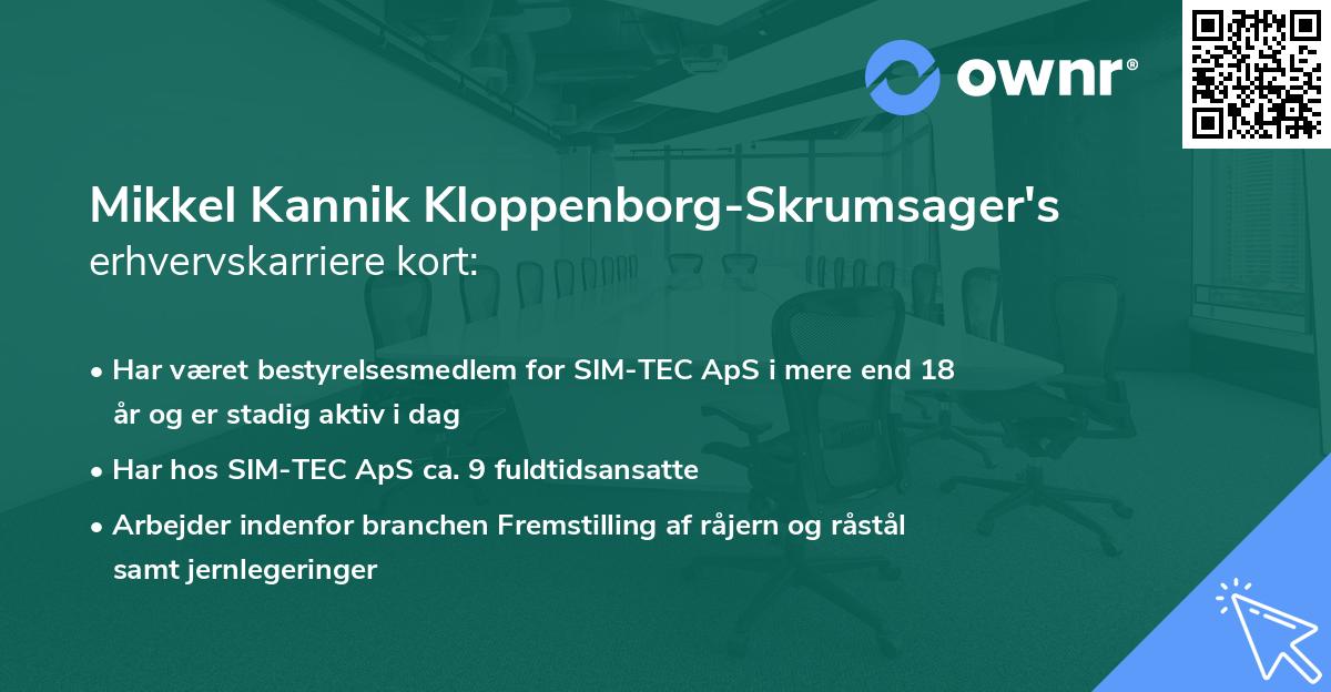 Mikkel Kannik Kloppenborg-Skrumsager's erhvervskarriere kort