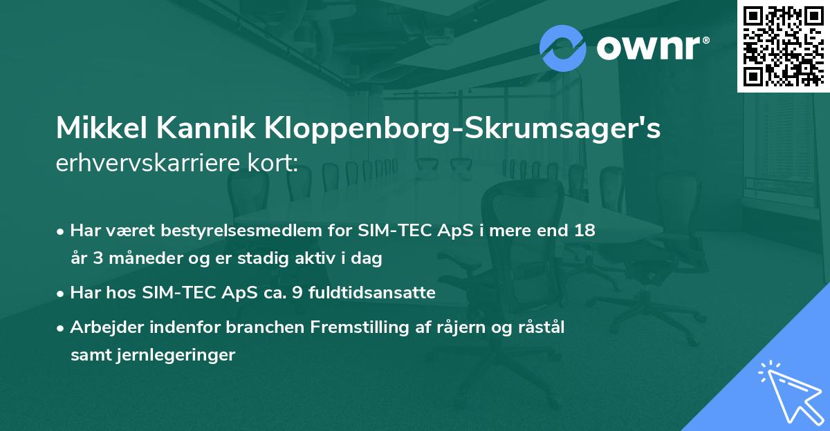 Mikkel Kannik Kloppenborg-Skrumsager's erhvervskarriere kort