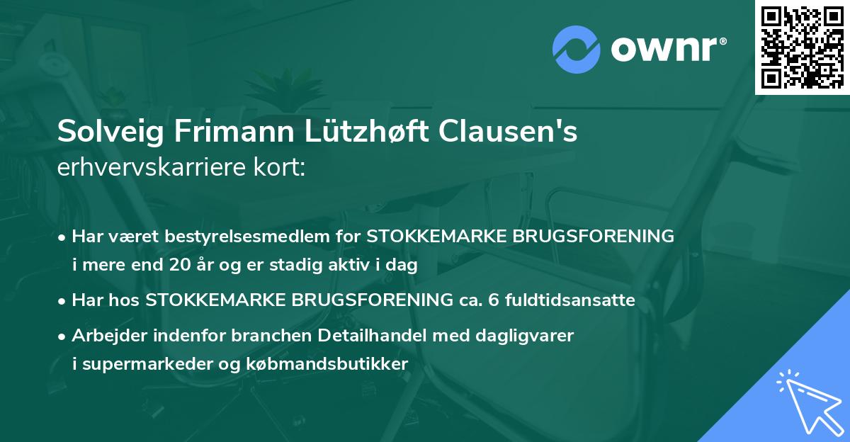 Solveig Frimann Lützhøft Clausen's erhvervskarriere kort