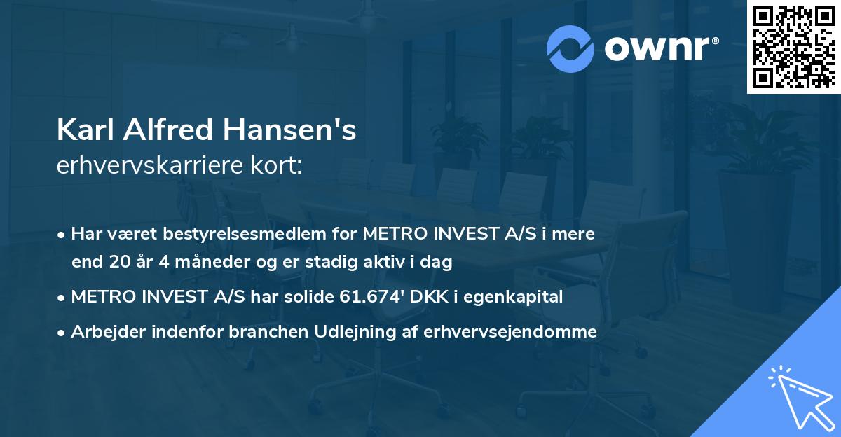 Karl Alfred Hansen's erhvervskarriere kort