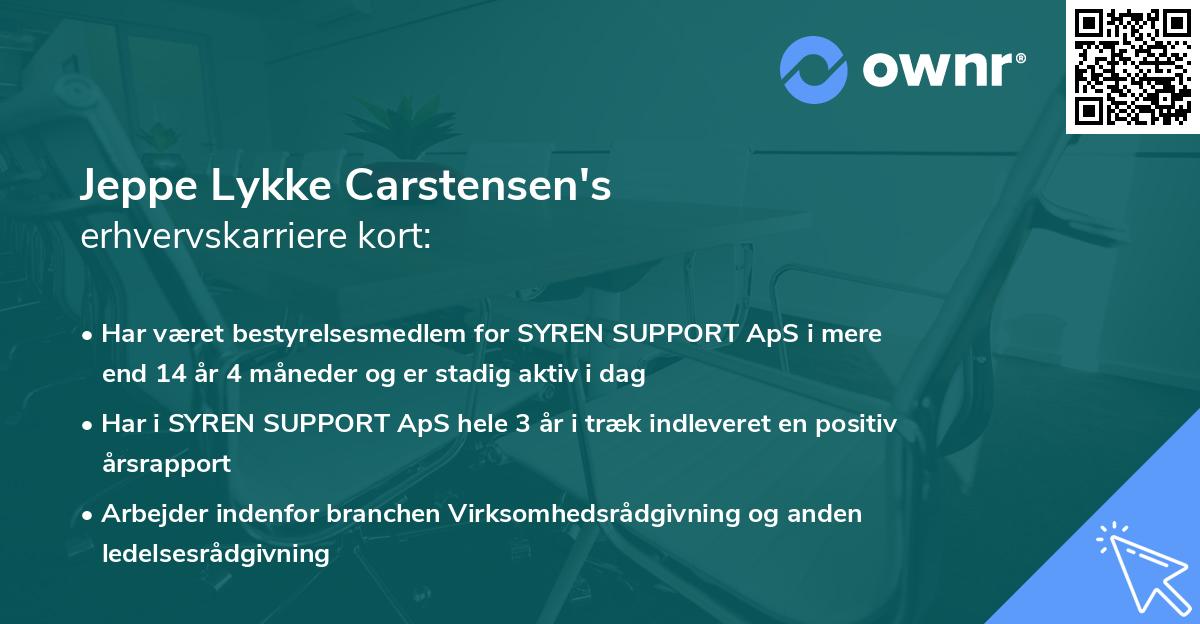 Jeppe Lykke Carstensen's erhvervskarriere kort