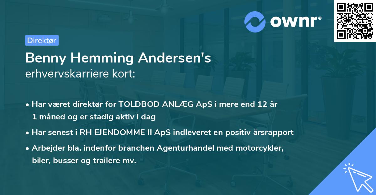 Benny Hemming Andersen's erhvervskarriere kort