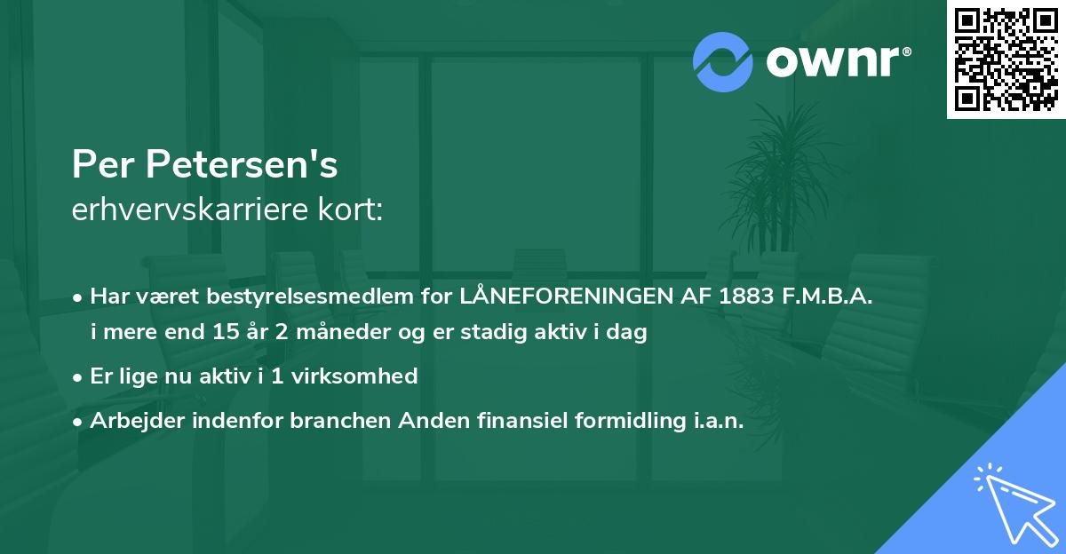 Per Petersen's erhvervskarriere kort
