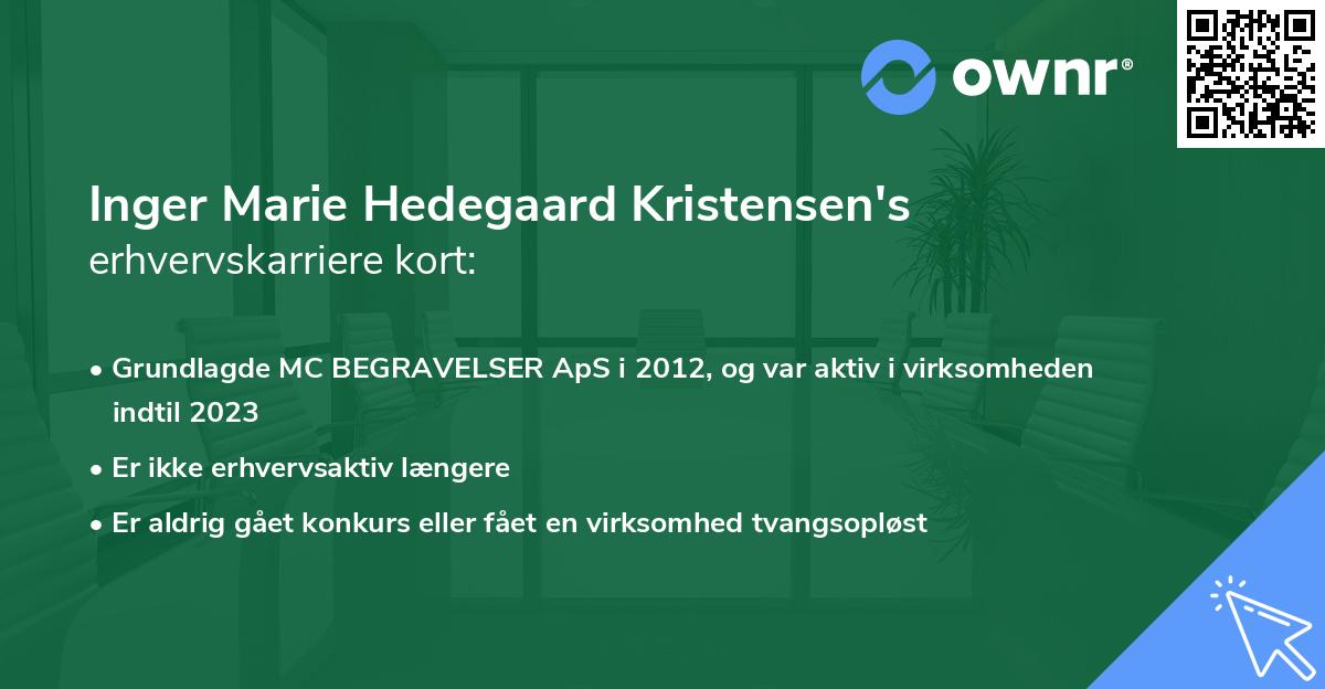 Inger Marie Hedegaard Kristensen's erhvervskarriere kort