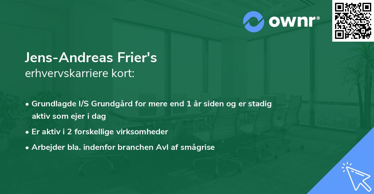 Jens-Andreas Frier's erhvervskarriere kort