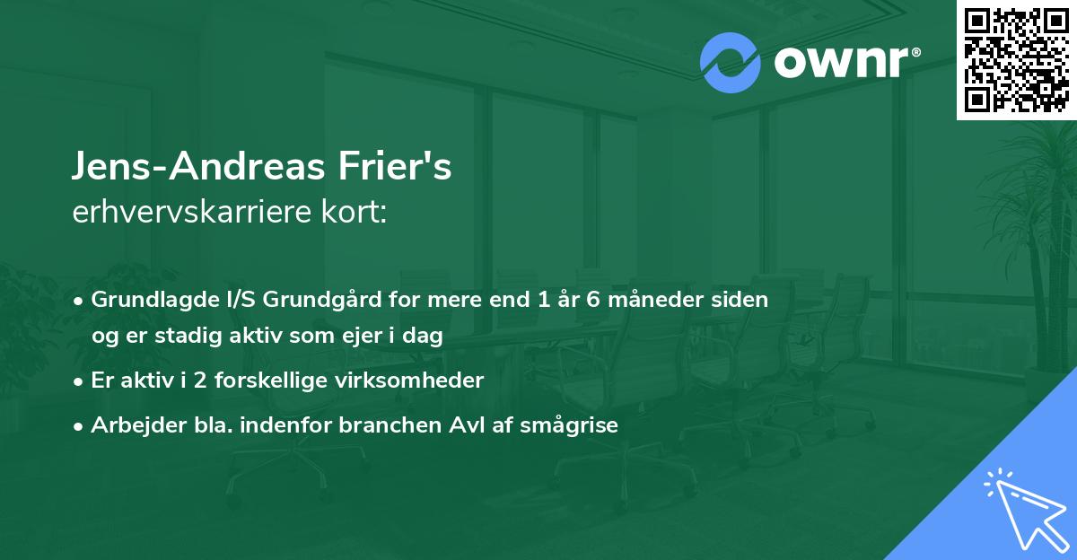 Jens-Andreas Frier's erhvervskarriere kort