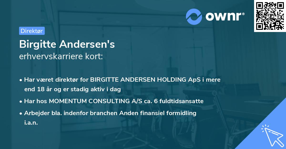 Birgitte Andersen's erhvervskarriere kort