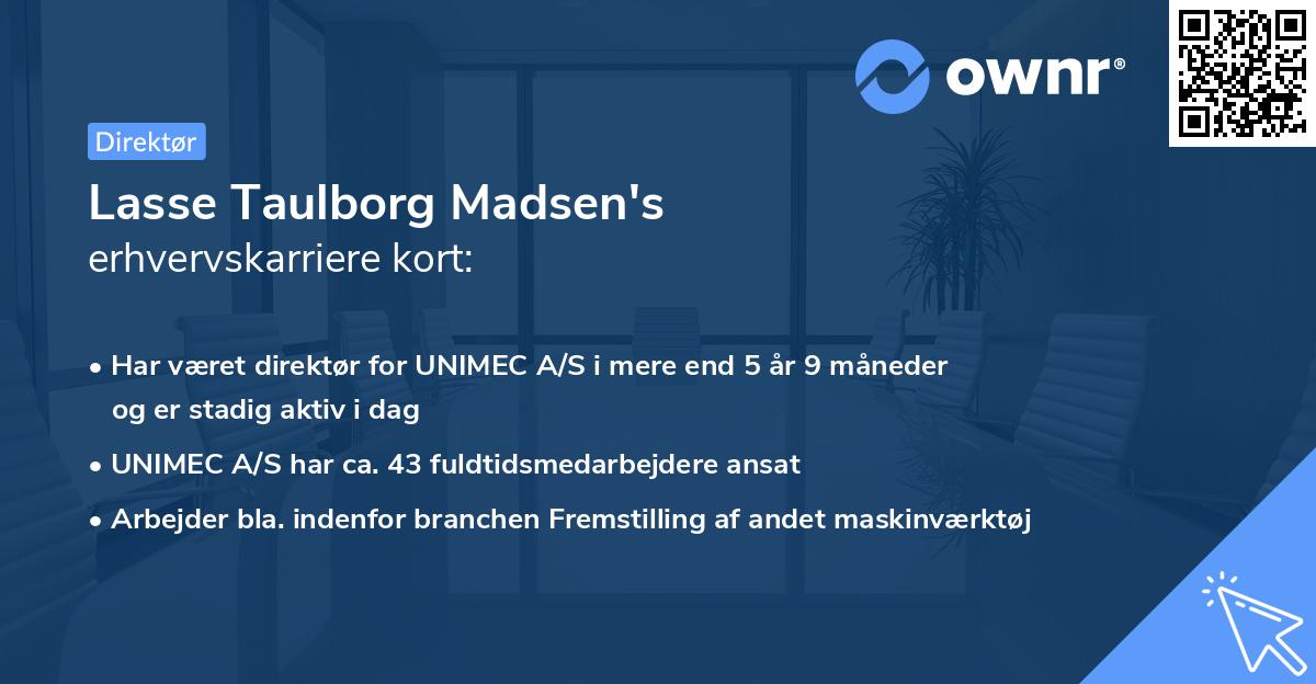 Lasse Taulborg Madsen's erhvervskarriere kort