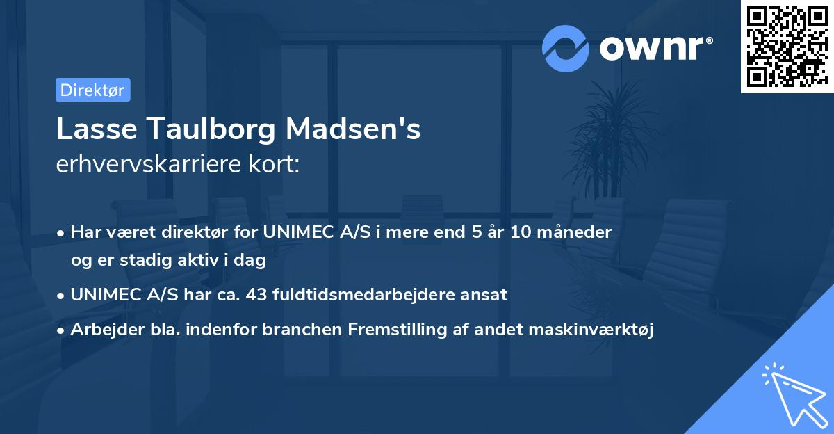 Lasse Taulborg Madsen's erhvervskarriere kort