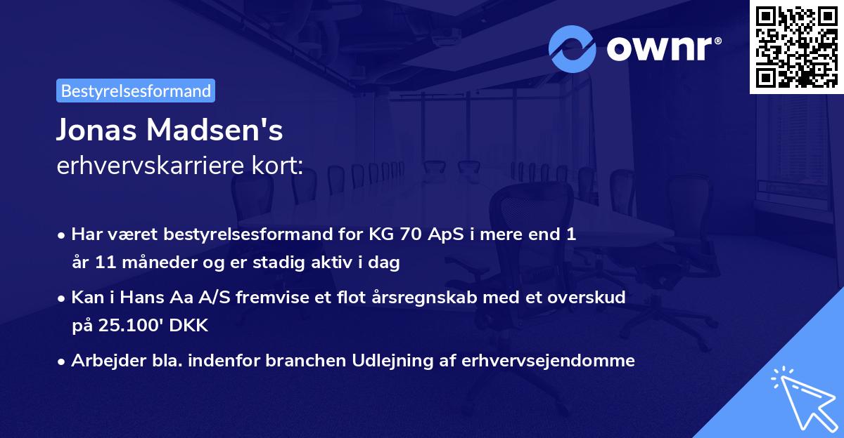 Jonas Madsen's erhvervskarriere kort