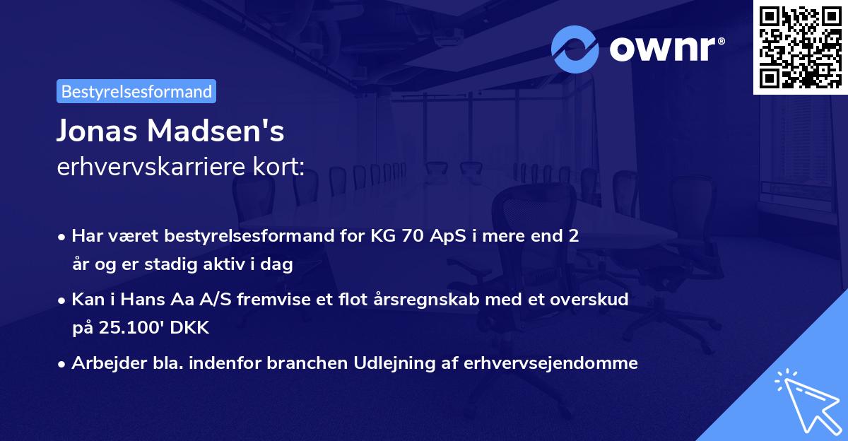 Jonas Madsen's erhvervskarriere kort