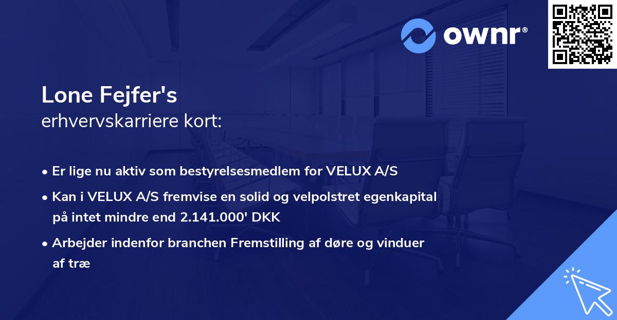 Lone Fejfer's erhvervskarriere kort