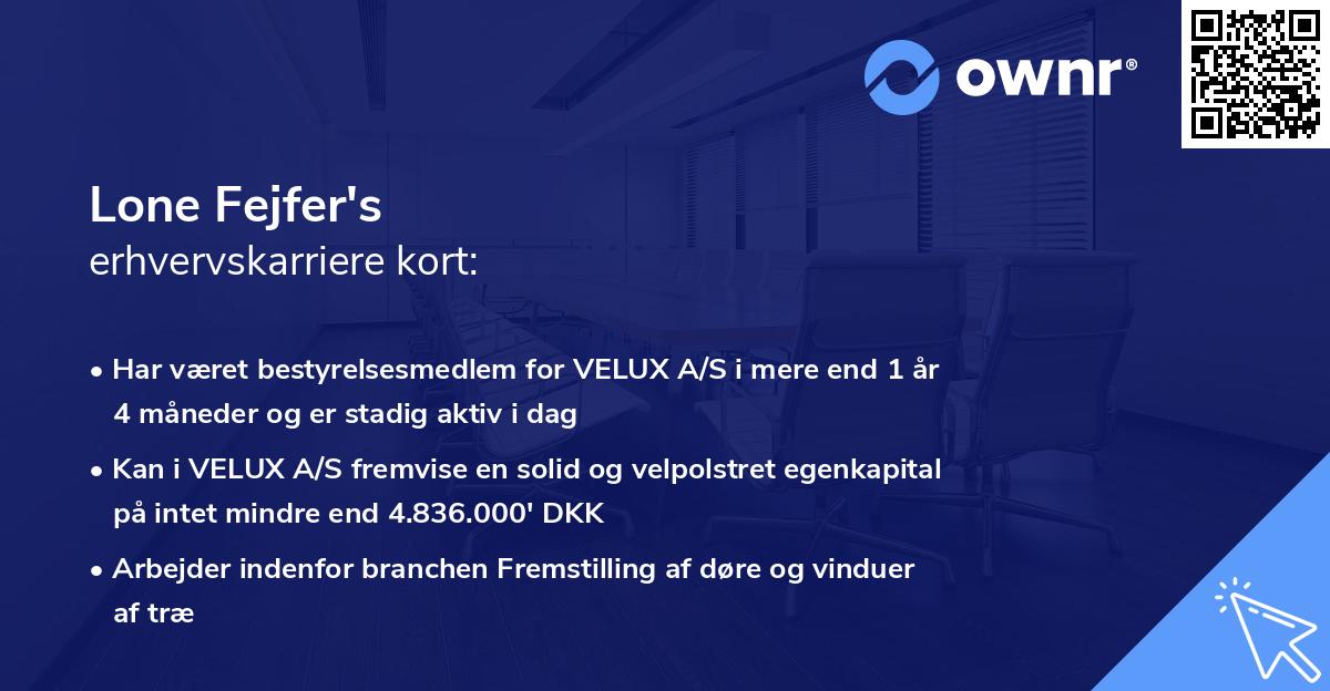 Lone Fejfer's erhvervskarriere kort