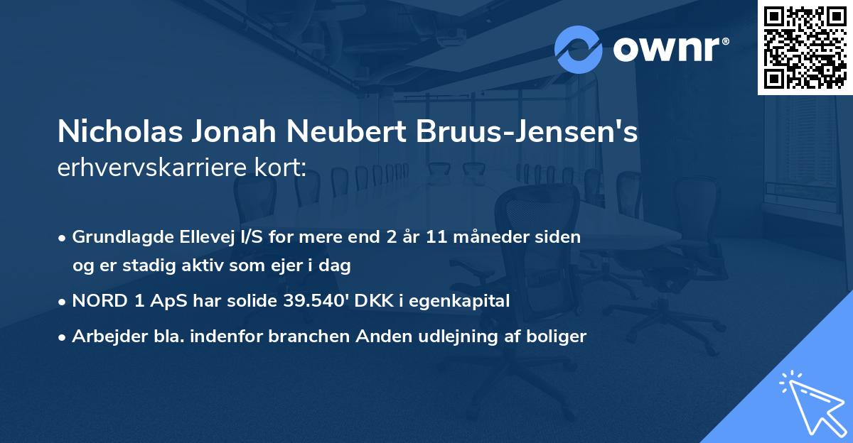 Nicholas Jonah Neubert Bruus-Jensen's erhvervskarriere kort