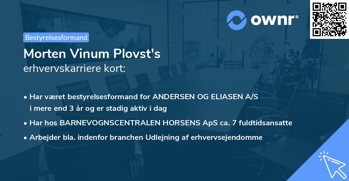 Morten Vinum Plovst's erhvervskarriere kort
