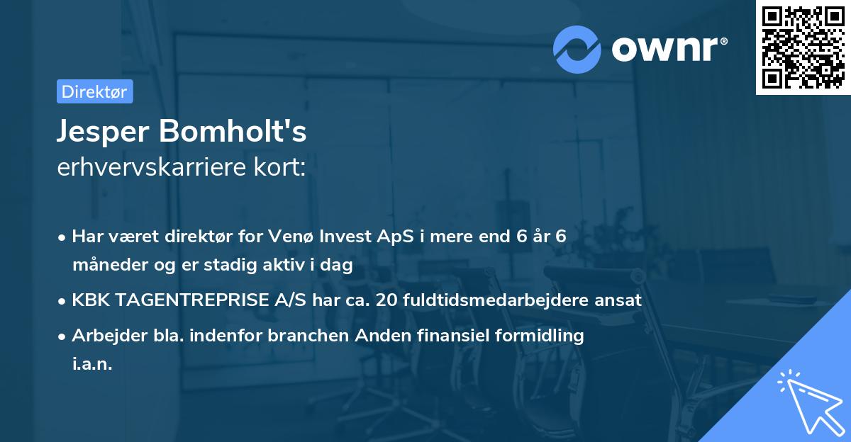 Jesper Bomholt's erhvervskarriere kort