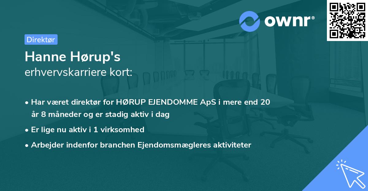 Hanne Hørup's erhvervskarriere kort