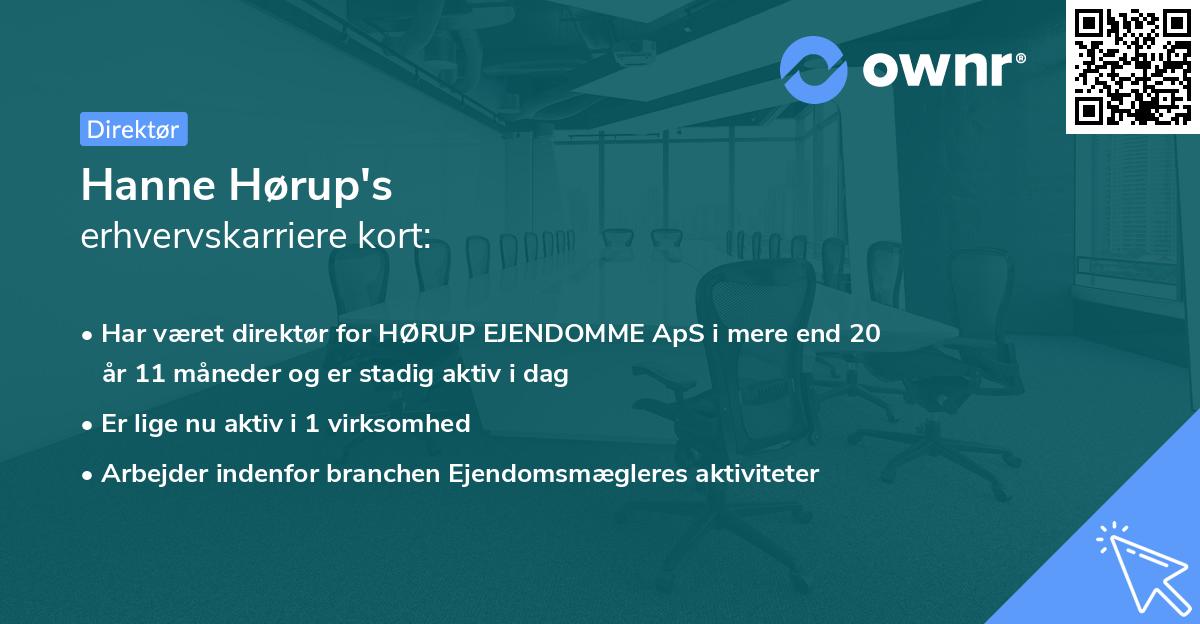 Hanne Hørup's erhvervskarriere kort