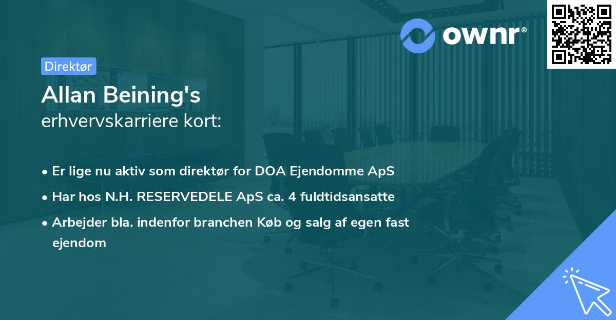Allan Beining's erhvervskarriere kort