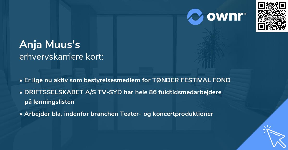 Anja Muus's erhvervskarriere kort