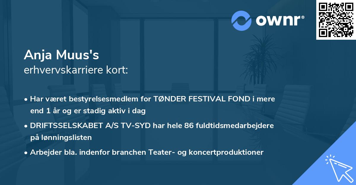 Anja Muus's erhvervskarriere kort