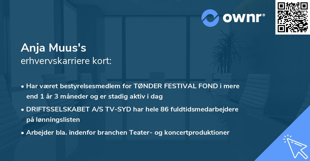 Anja Muus's erhvervskarriere kort