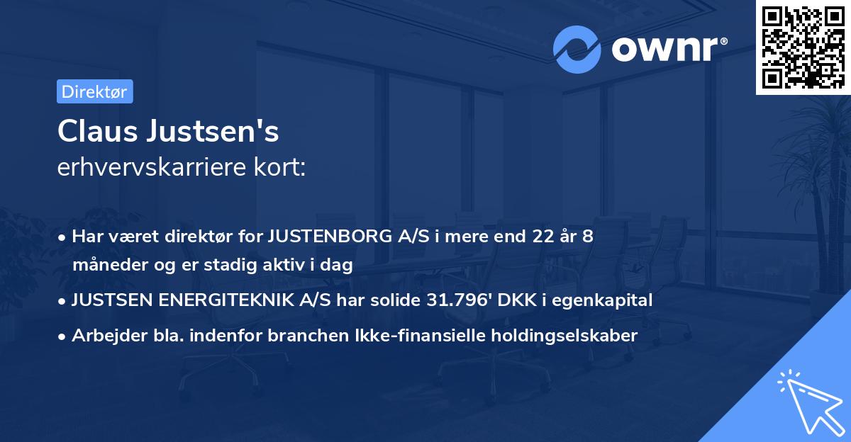 Claus Justsen's erhvervskarriere kort