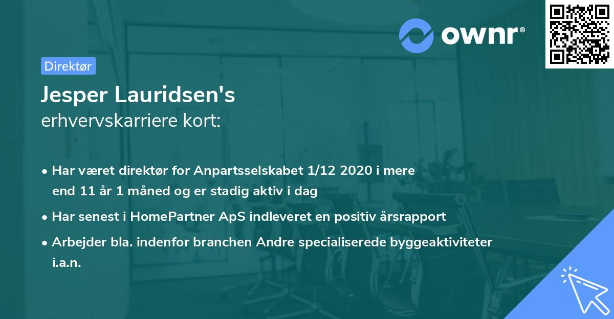 Jesper Lauridsen's erhvervskarriere kort