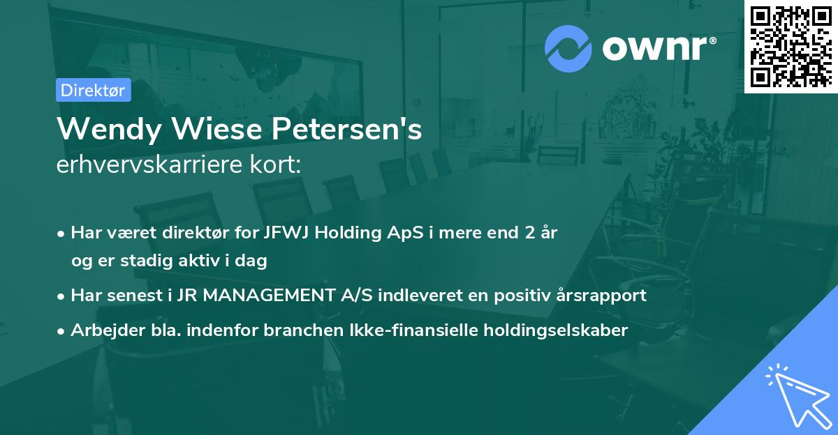 Wendy Wiese Petersen's erhvervskarriere kort