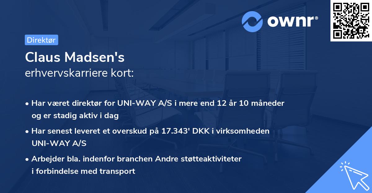 Claus Madsen's erhvervskarriere kort