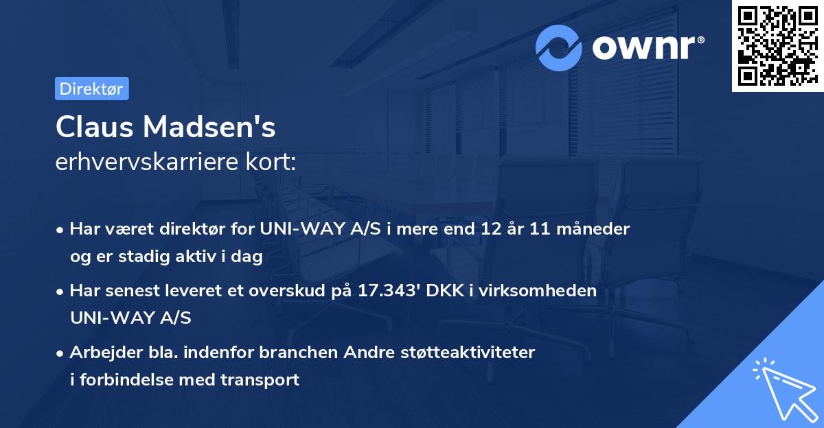 Claus Madsen's erhvervskarriere kort
