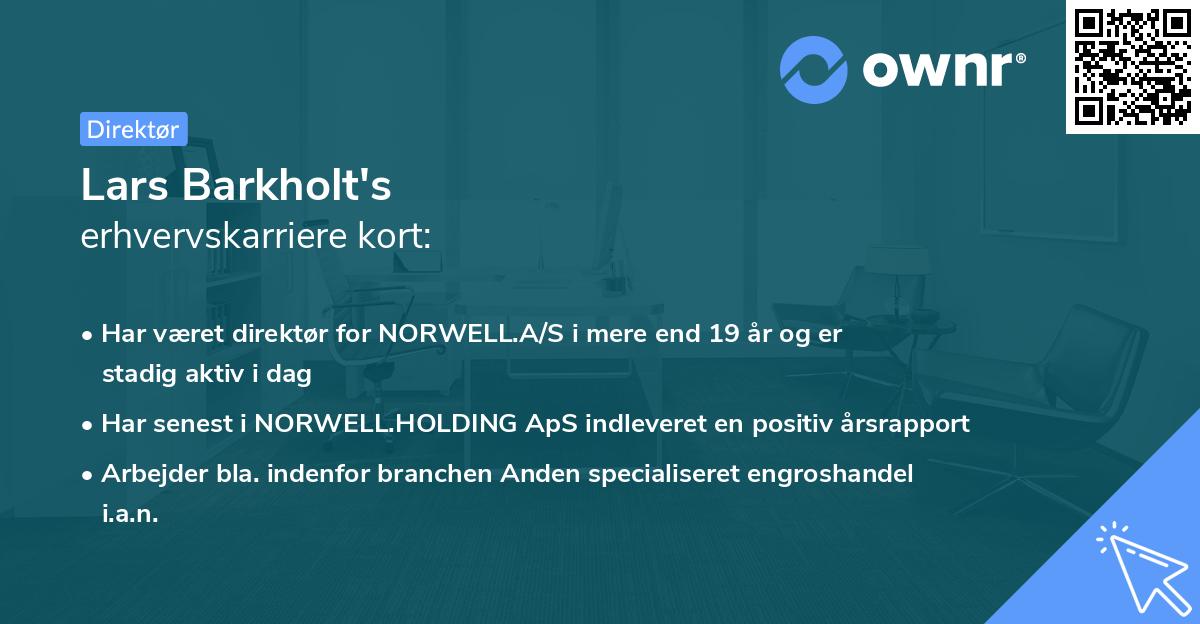 Lars Barkholt's erhvervskarriere kort