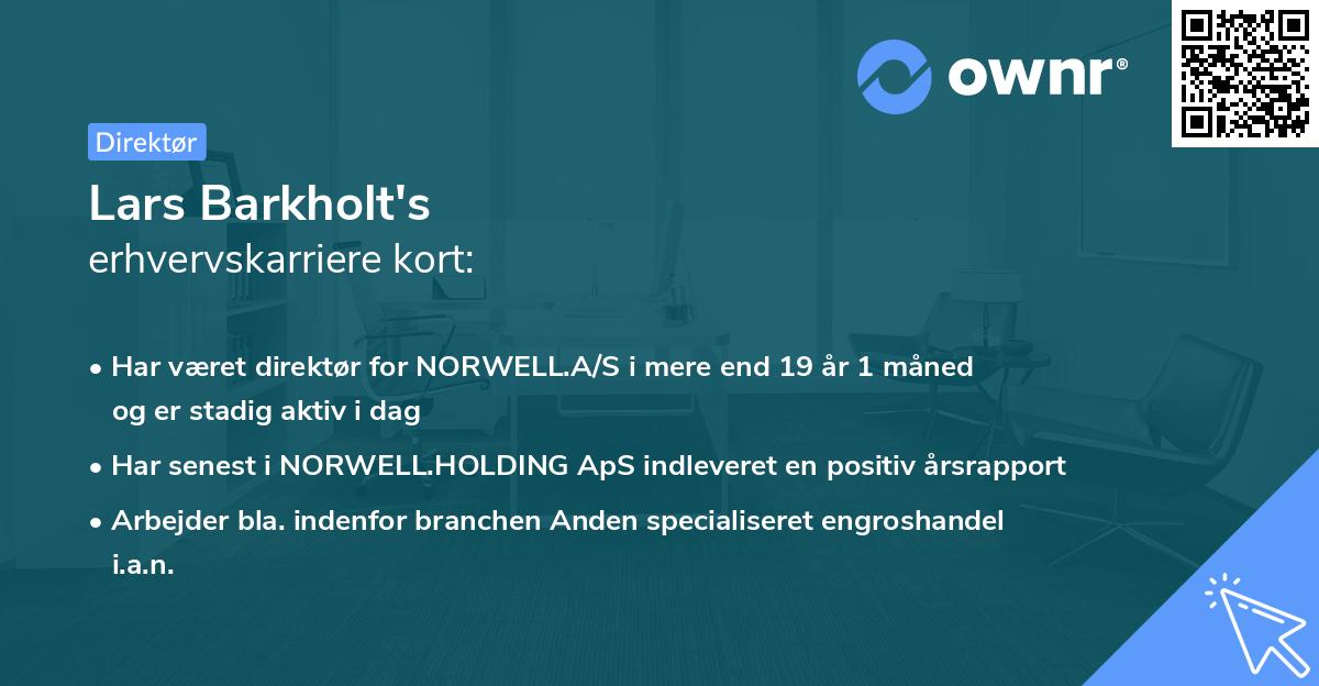 Lars Barkholt's erhvervskarriere kort