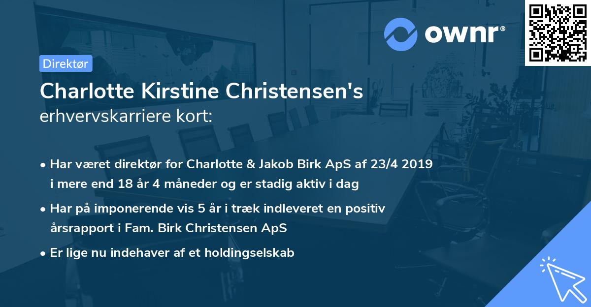 Charlotte Kirstine Christensen's erhvervskarriere kort