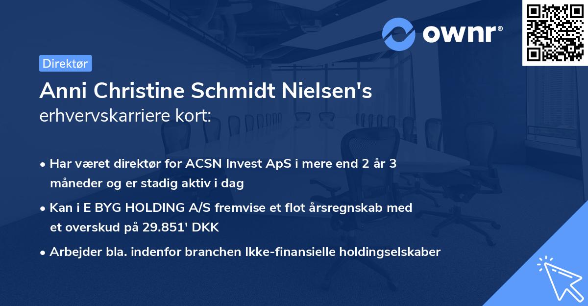 Anni Christine Schmidt Nielsen's erhvervskarriere kort