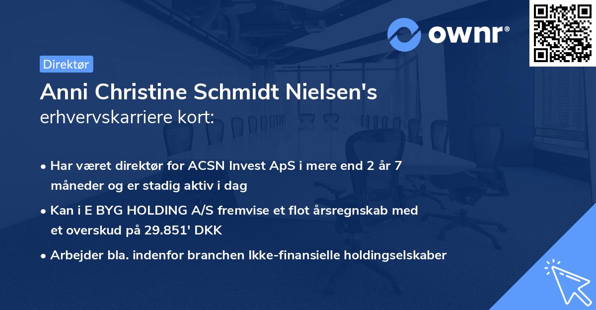 Anni Christine Schmidt Nielsen's erhvervskarriere kort