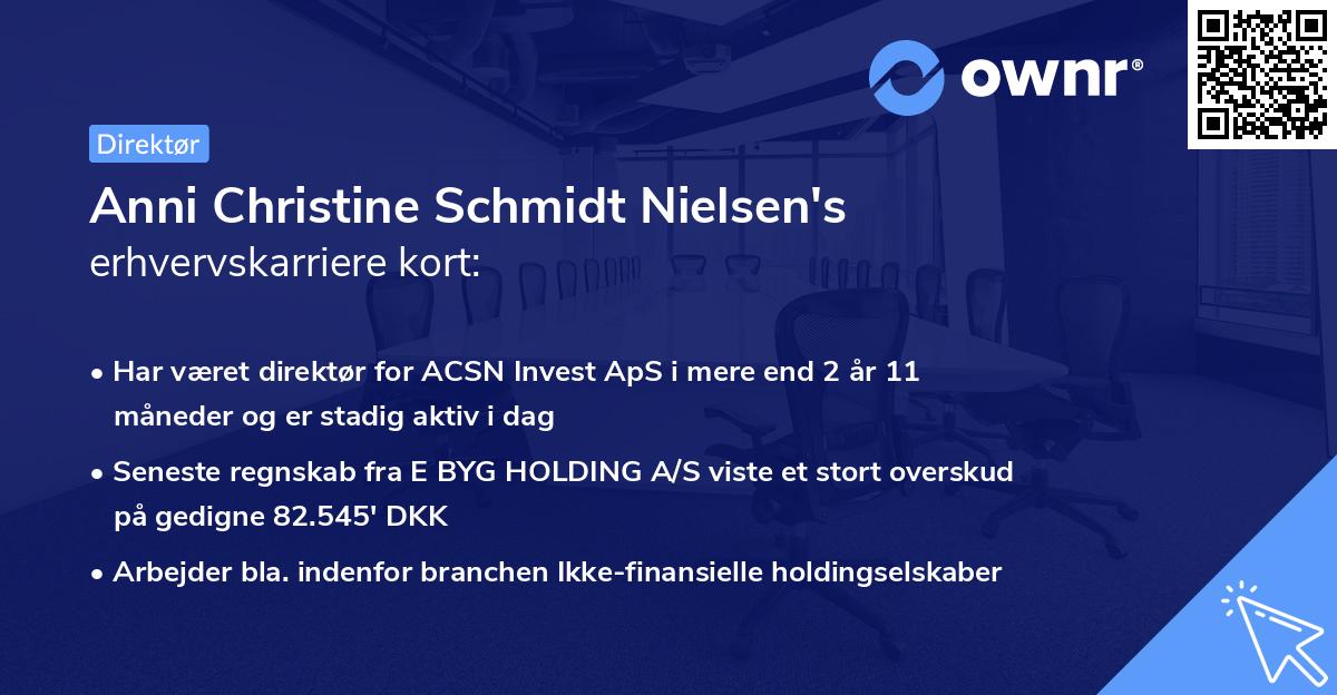 Anni Christine Schmidt Nielsen's erhvervskarriere kort