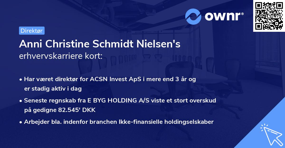Anni Christine Schmidt Nielsen's erhvervskarriere kort