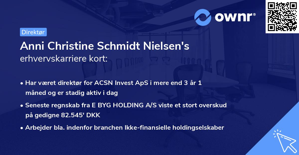 Anni Christine Schmidt Nielsen's erhvervskarriere kort