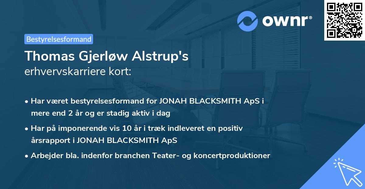 Thomas Gjerløw Alstrup's erhvervskarriere kort
