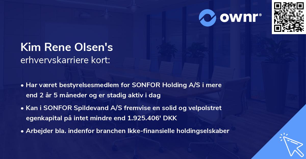 Kim Rene Olsen's erhvervskarriere kort