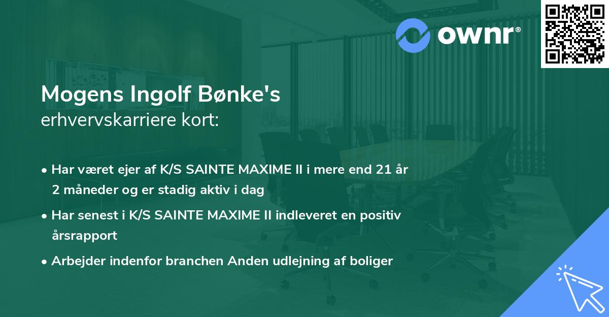 Mogens Ingolf Bønke's erhvervskarriere kort