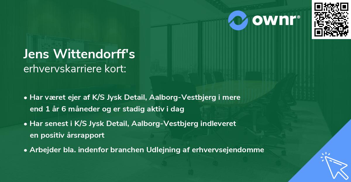 Jens Wittendorff's erhvervskarriere kort