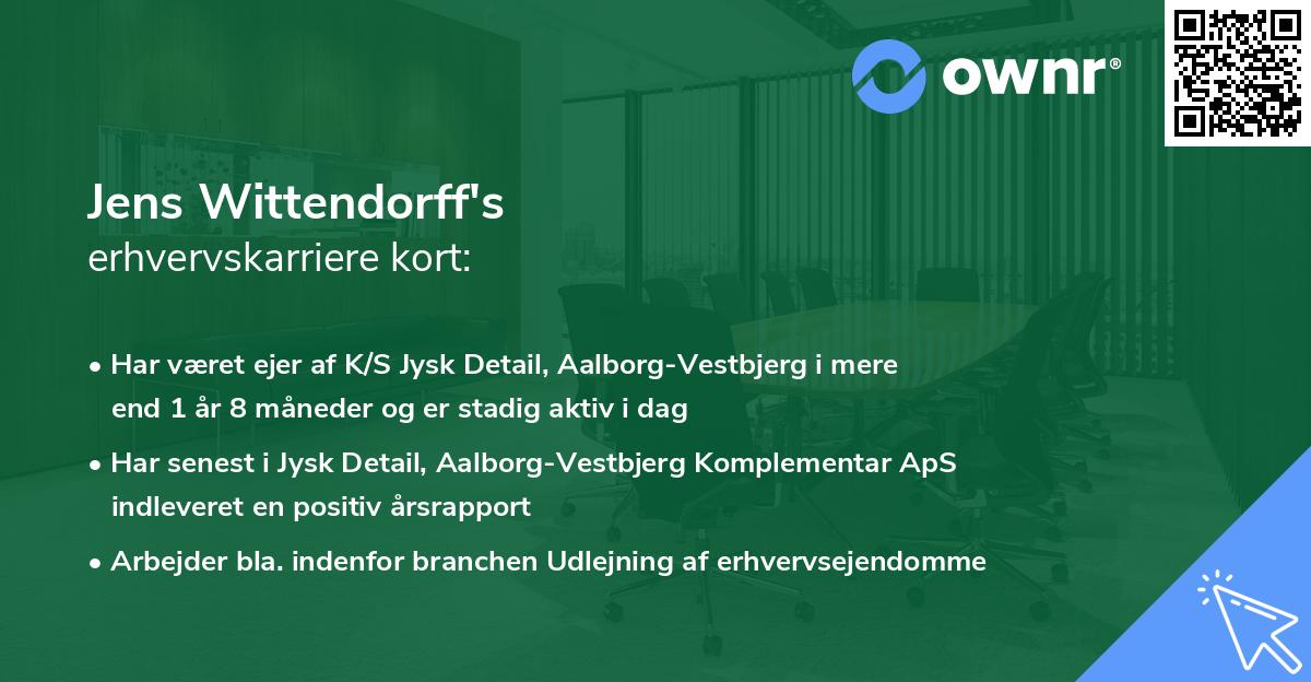 Jens Wittendorff's erhvervskarriere kort
