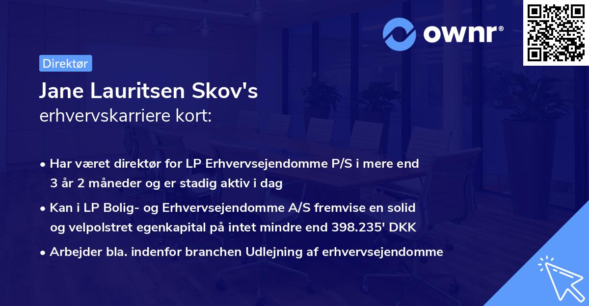 Jane Lauritsen Skov's erhvervskarriere kort