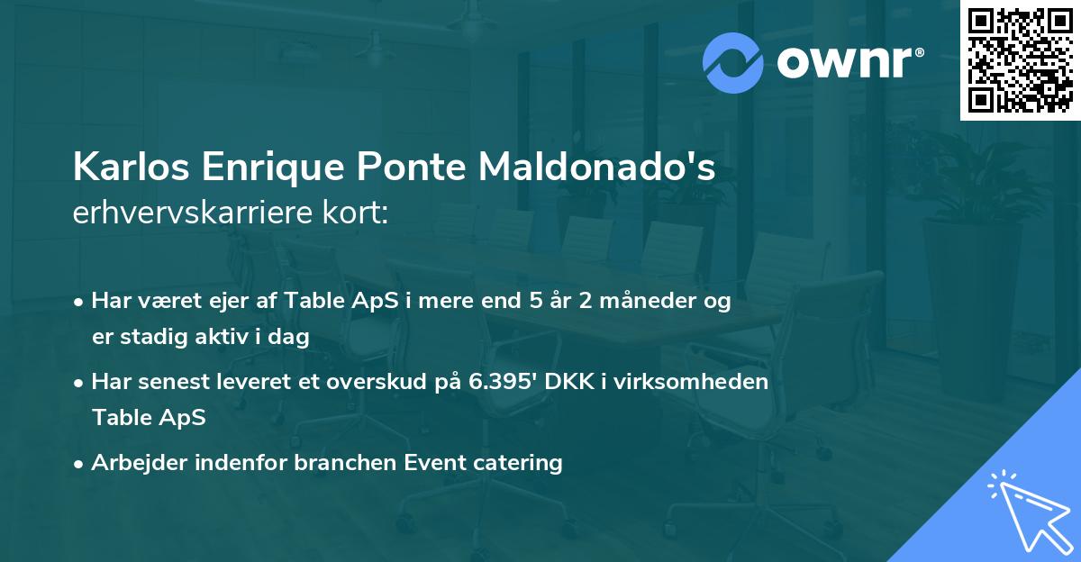 Karlos Enrique Ponte Maldonado's erhvervskarriere kort