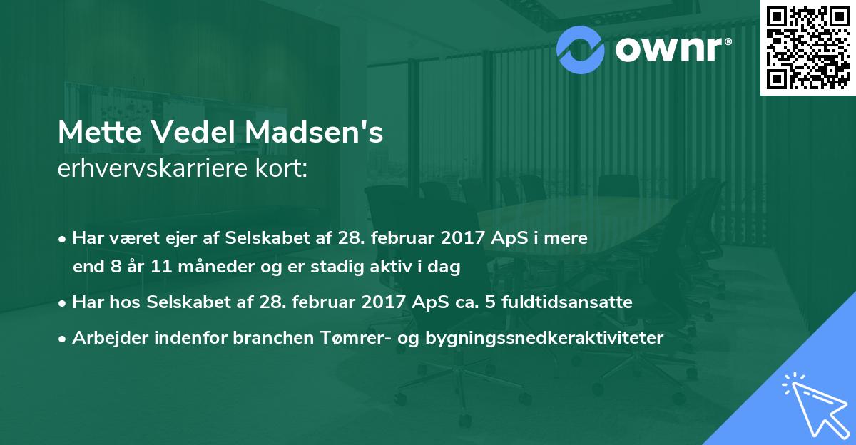 Mette Vedel Madsen's erhvervskarriere kort