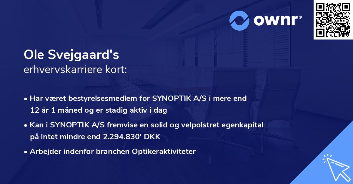 Ole Svejgaard's erhvervskarriere kort