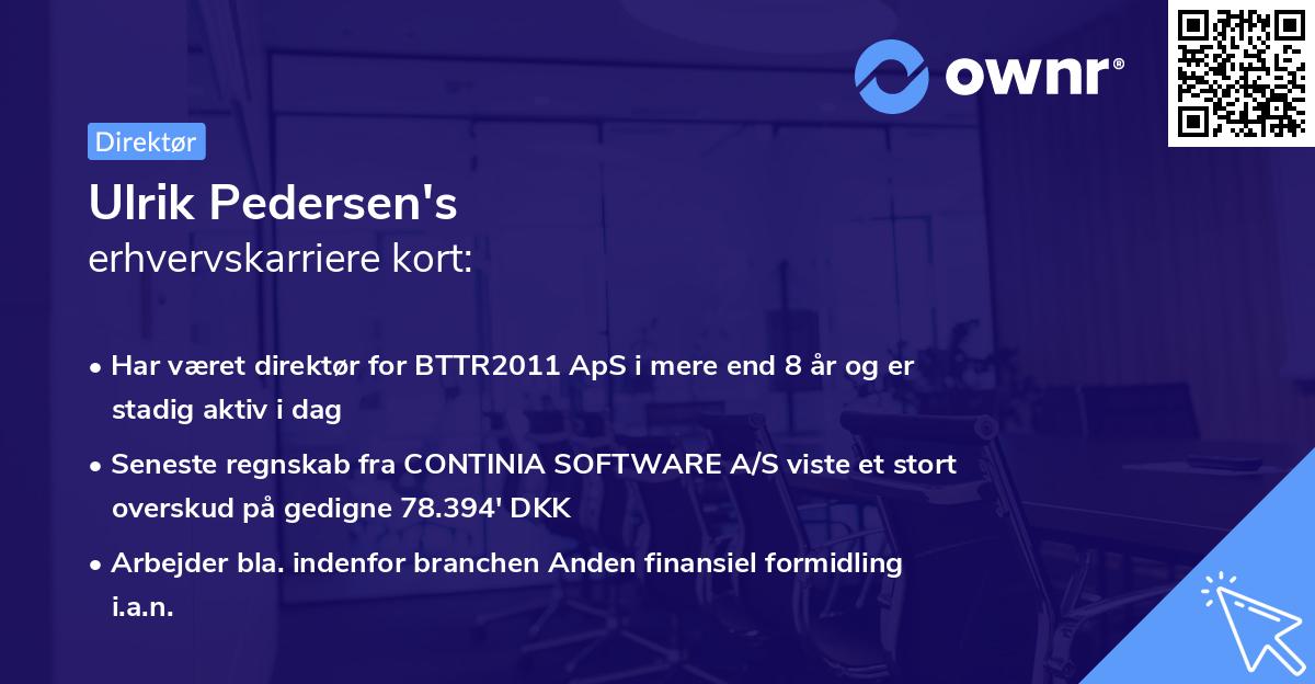 Ulrik Pedersen's erhvervskarriere kort