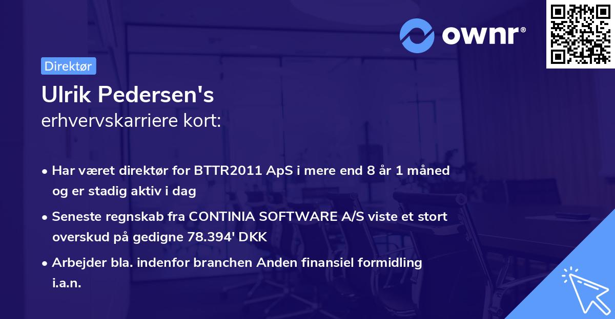 Ulrik Pedersen's erhvervskarriere kort
